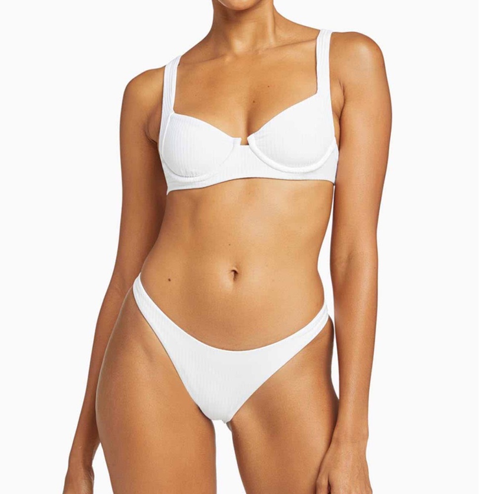 Vitamin A California High Leg Bottom in White EcoRib